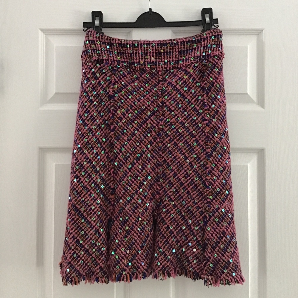 WD.NY Dark pink/ purple multicoloured tweed textured skirt size 4
